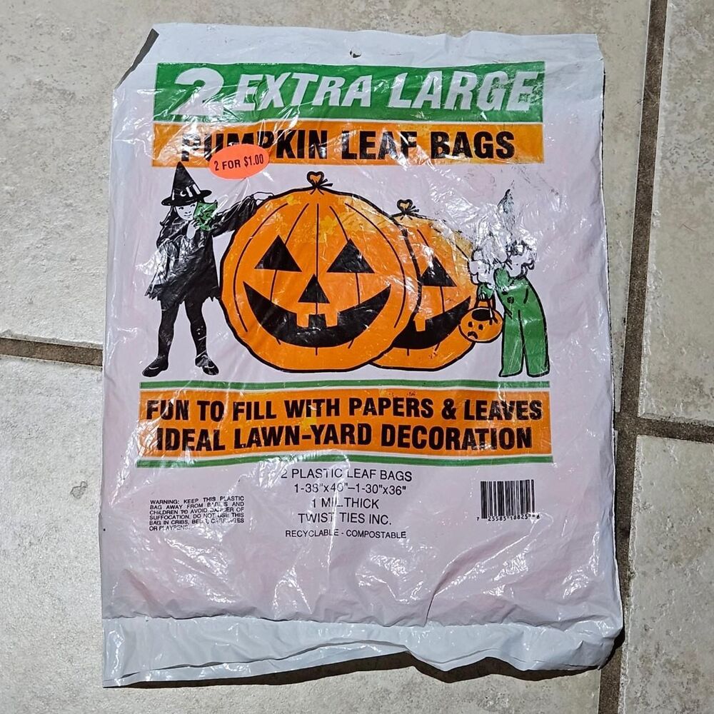 vintage Halloween pumpkin leaf bags deadstock